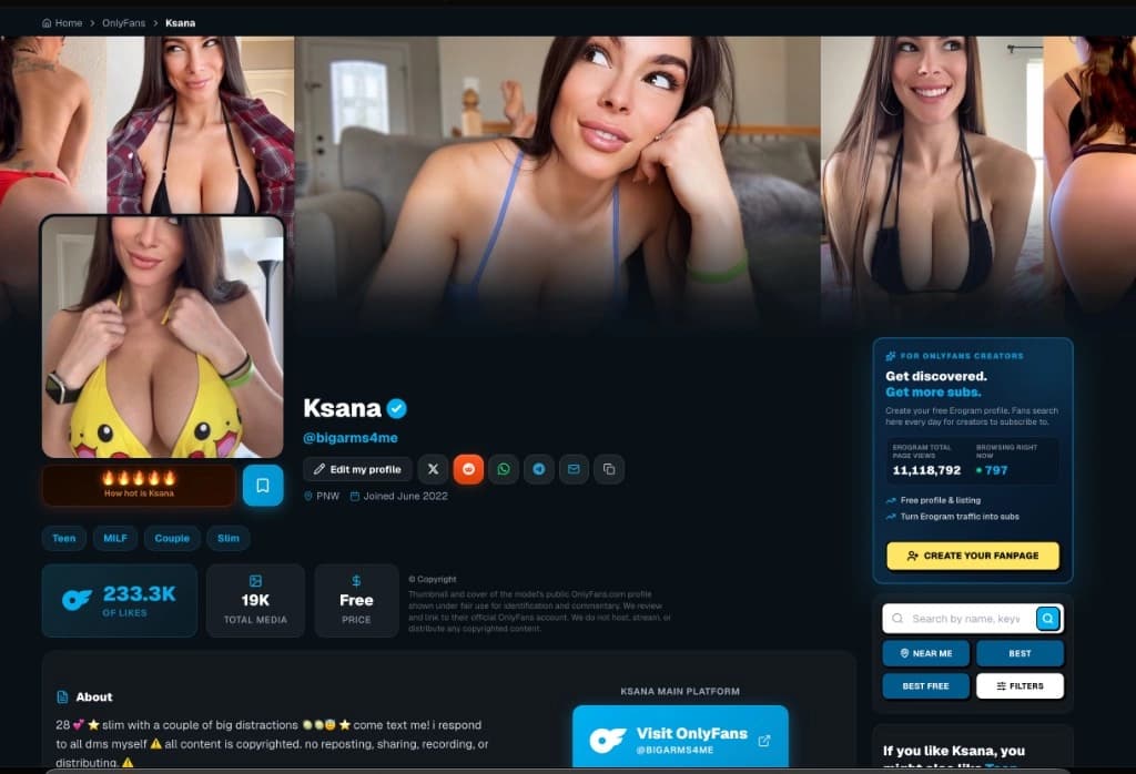 Erogram creator profile preview